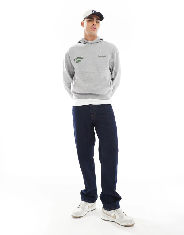 ASOS ASOS DESIGN boxy oversized hoodie with print in grey marl 2