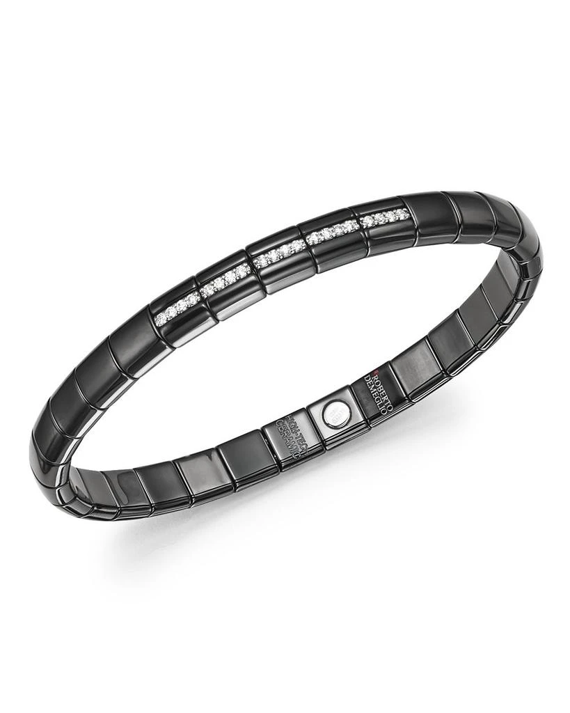 Roberto Demeglio 18K White Gold & Black Ceramic Pura Stretch Bracelet with Diamonds 1