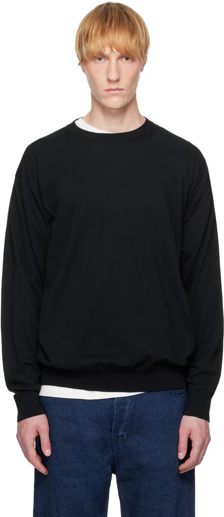 AURALEE Navy Super High Gauge Cotton Knit Sweater - Sweaters