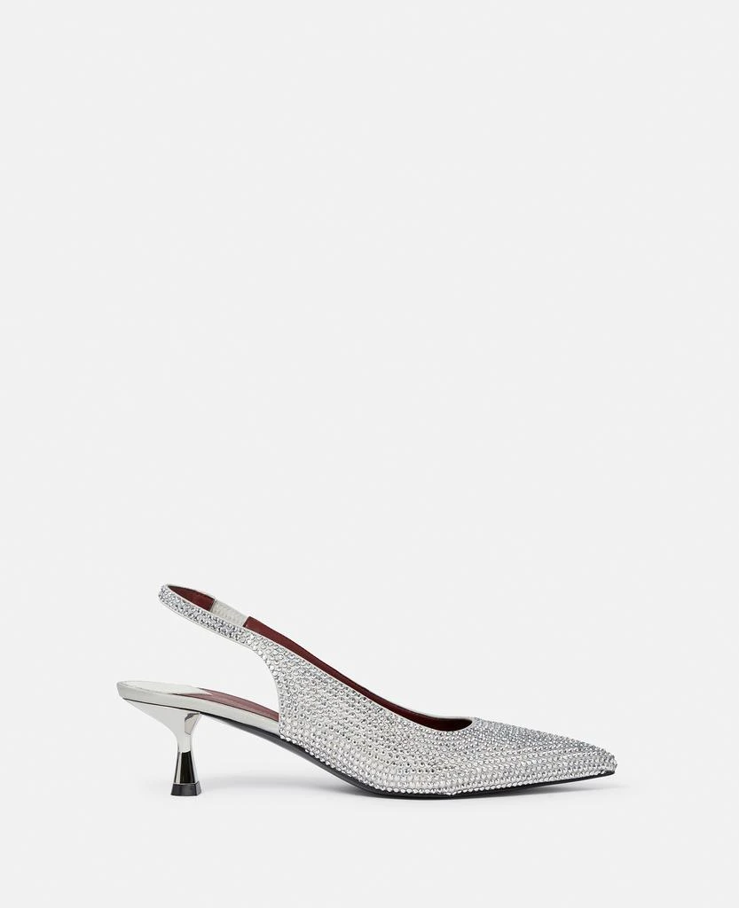 Stella McCartney Stella McCartney - Crystal-Embellished Kitten Heel Slingbacks, Woman, Pure white, Size: 35 1