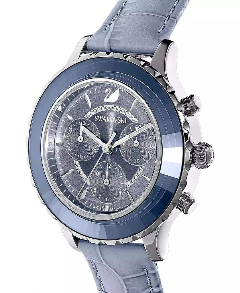 Swarovski Women's Swiss Chronograph Octea Lux Blue Crocodile Leather Strap Watch 38mm 4