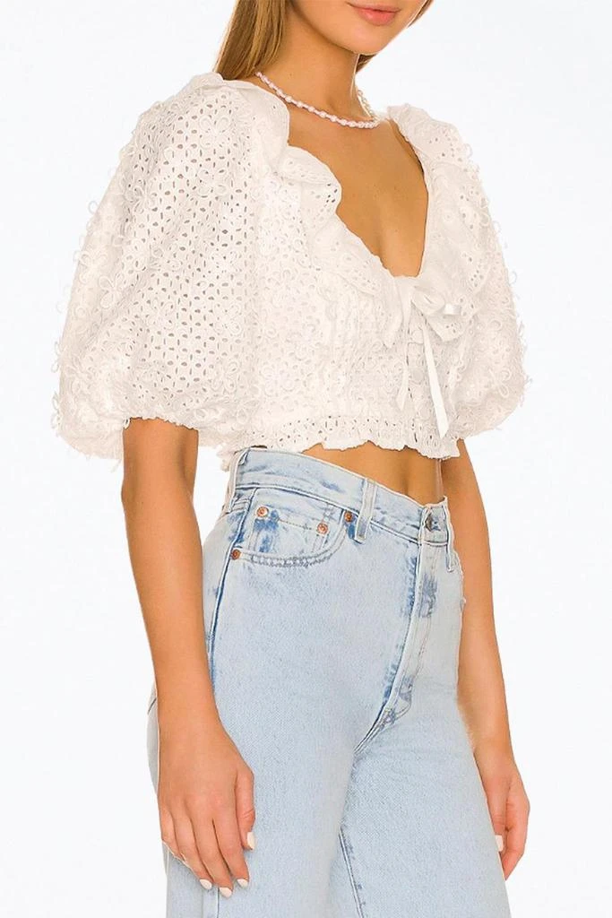For Love & Lemons Cassie Eyelet Crop Top In White 2