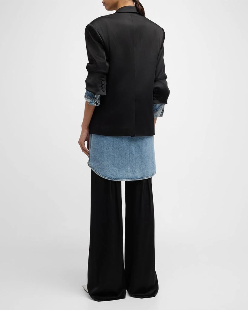 Hellessy Neville Mixed-Media Wide-Leg Jeans 4