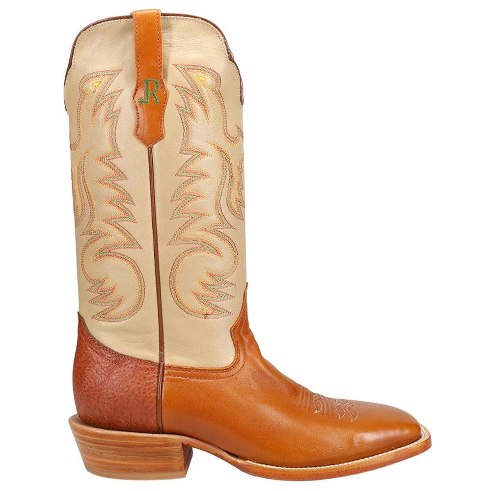 R. Watson Boots Bone Sinatra Wide Embroidery Square Toe Cowboy Boots 1