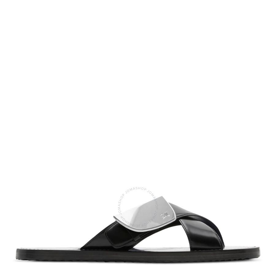 Burberry Burberry Strip Shield Leather Slides, Brand Size 41 ( US Size 8 )