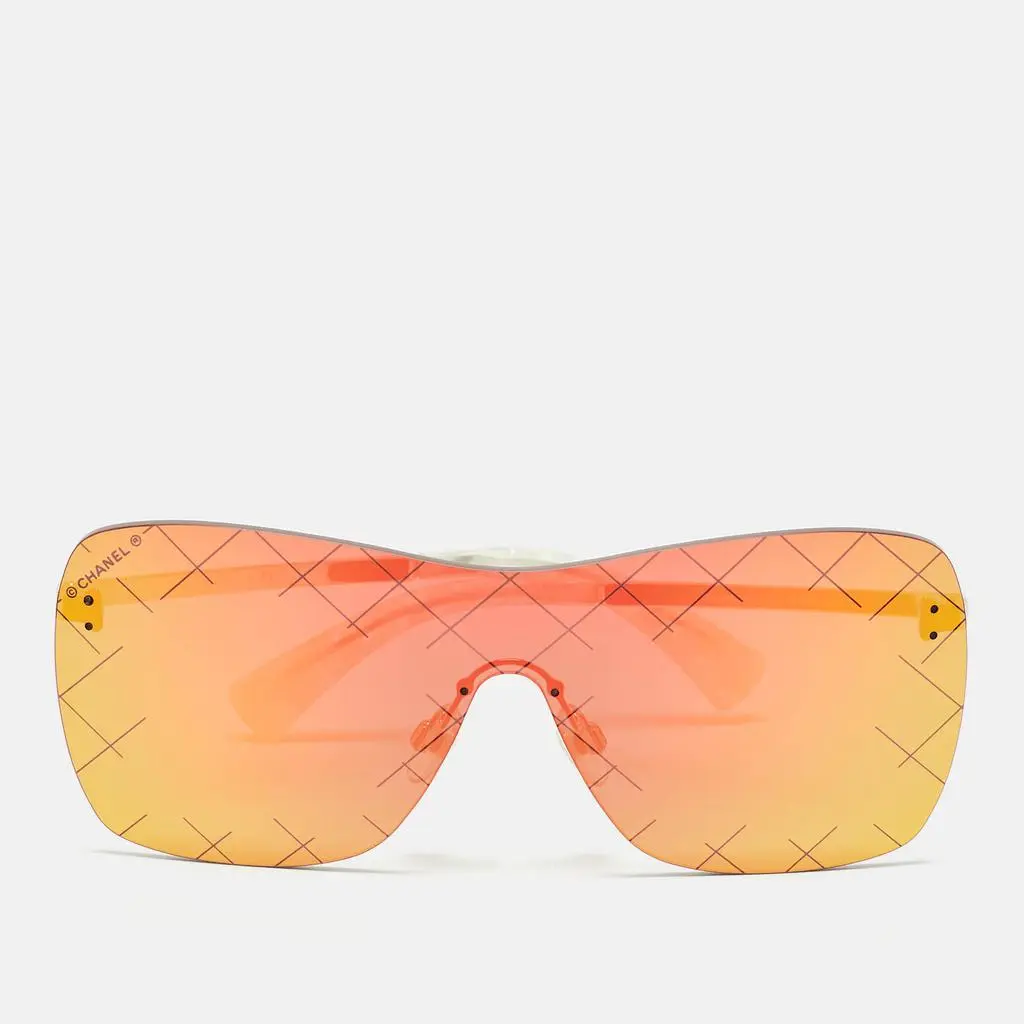 Chanel Chanel Silver/Red Mirrored 4215 Runway Shield Sunglasses