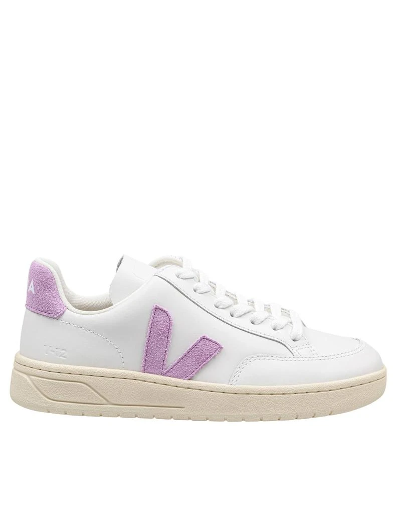 Veja V-12 Leather Sneakers White And Orchid Color 1