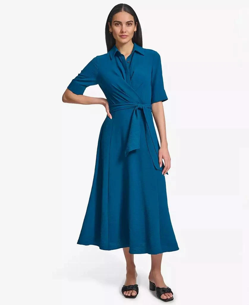 Calvin Klein Women's Tie-Waist Elbow-Sleeve Shirtdress 3