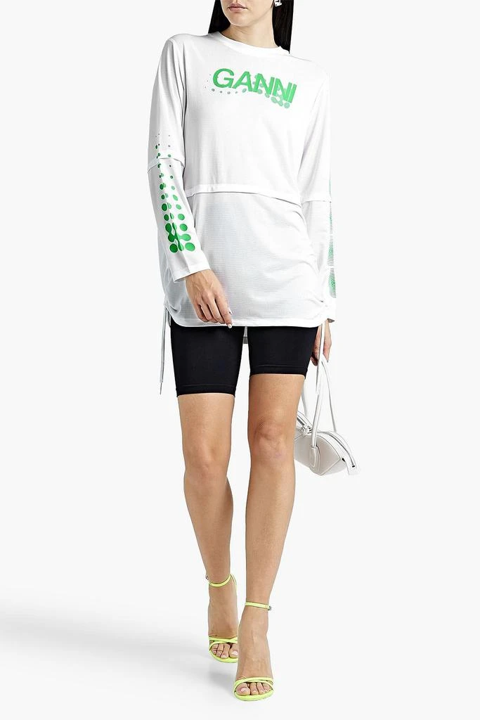 Ganni Layered printed mesh top 2