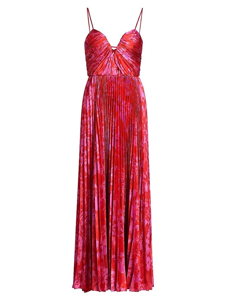 Monique Lhuillier Suzette Abstract Satin Maxi Dress 1