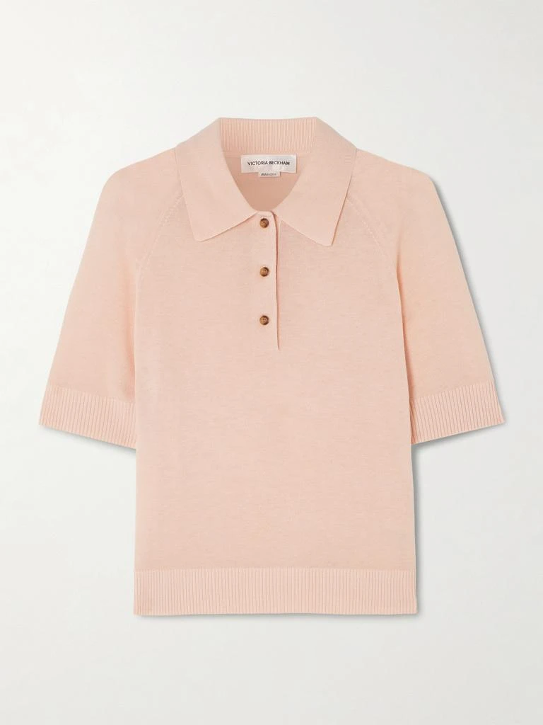 Victoria Beckham Merino Wool Polo Shirt - Baby pink