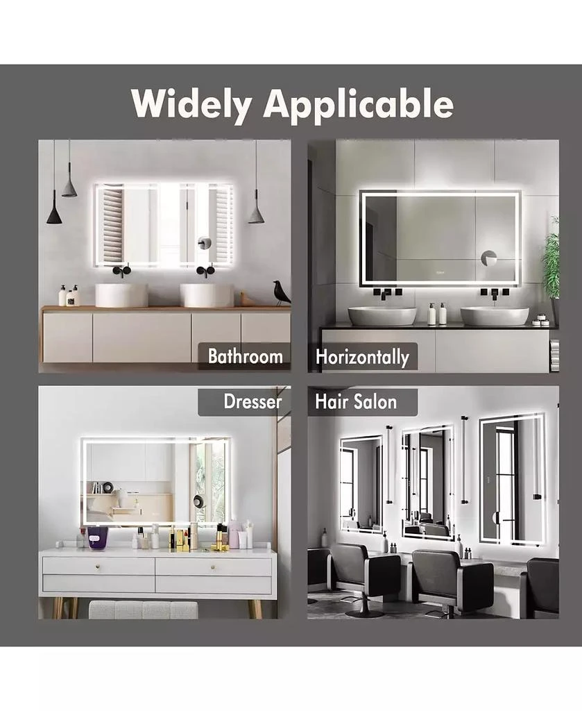 Homfan 60X36 LED Bathroom Vanity Mirror with Dimmable Dual Front 
Back Lights,  Memory Settings, Shatterproof Tempered Glass 9