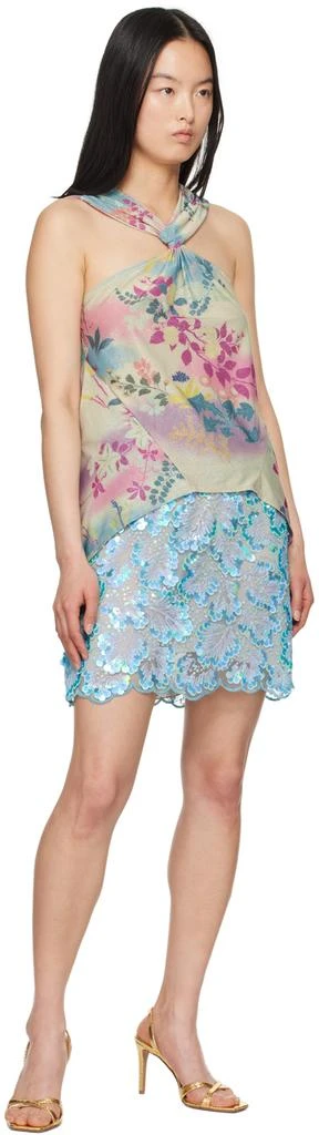 Anna Sui Blue Sequinned Miniskirt 4