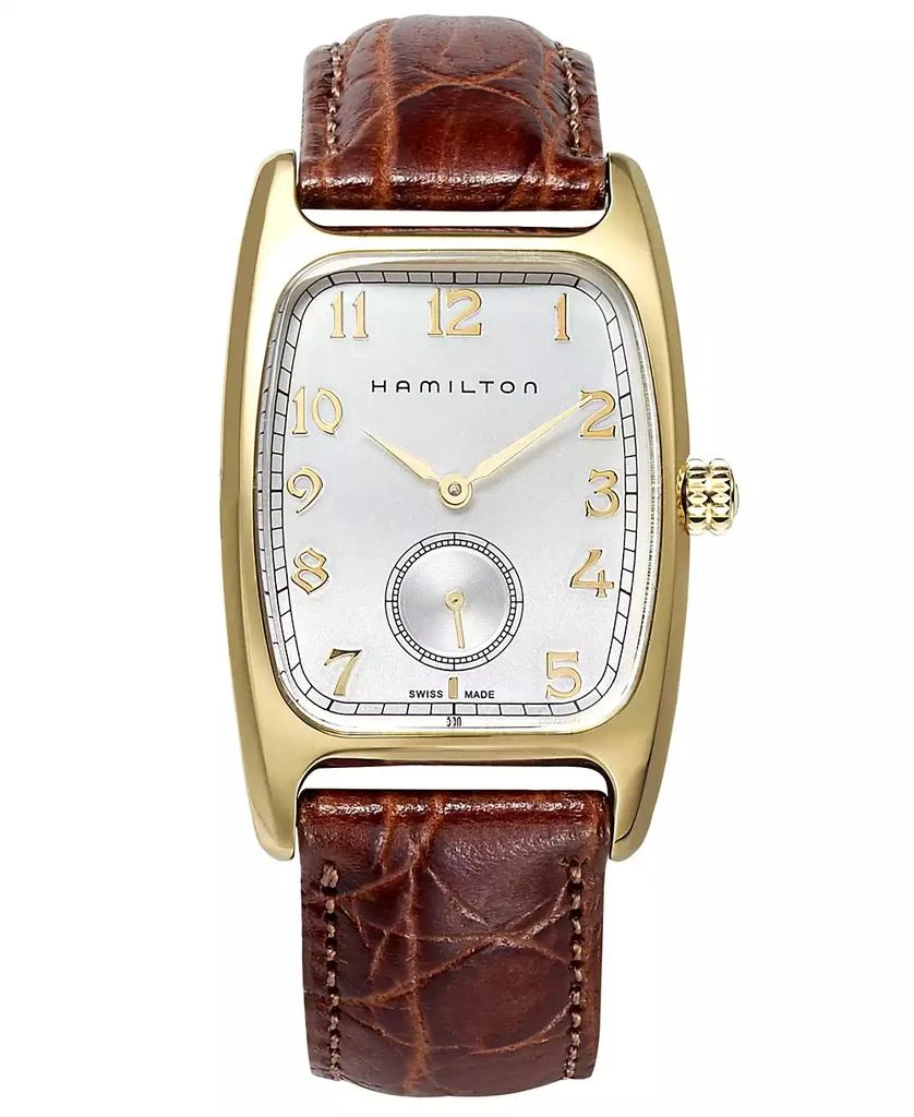 Hamilton Men
s Swiss Boulton Brown Leather Strap Watch 27mm H13431553 1