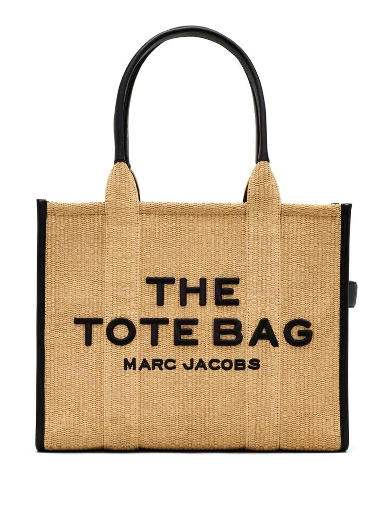 Marc Jacobs TOTE THE LARGE NATURAL RAFFIA LETTERS BLACK 1