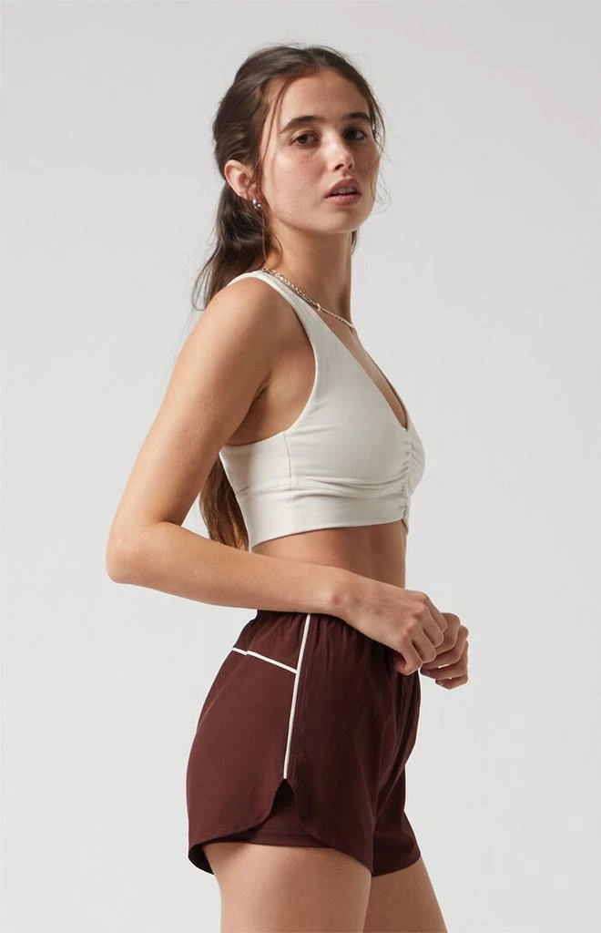 PAC 1980 Active Brown Piping Dolphin Hem Track Shorts 4