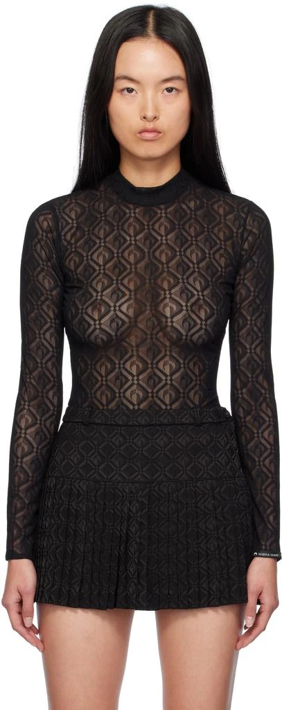 MARINE SERRE Black Moon Diamond Mesh Second Skin Top 1