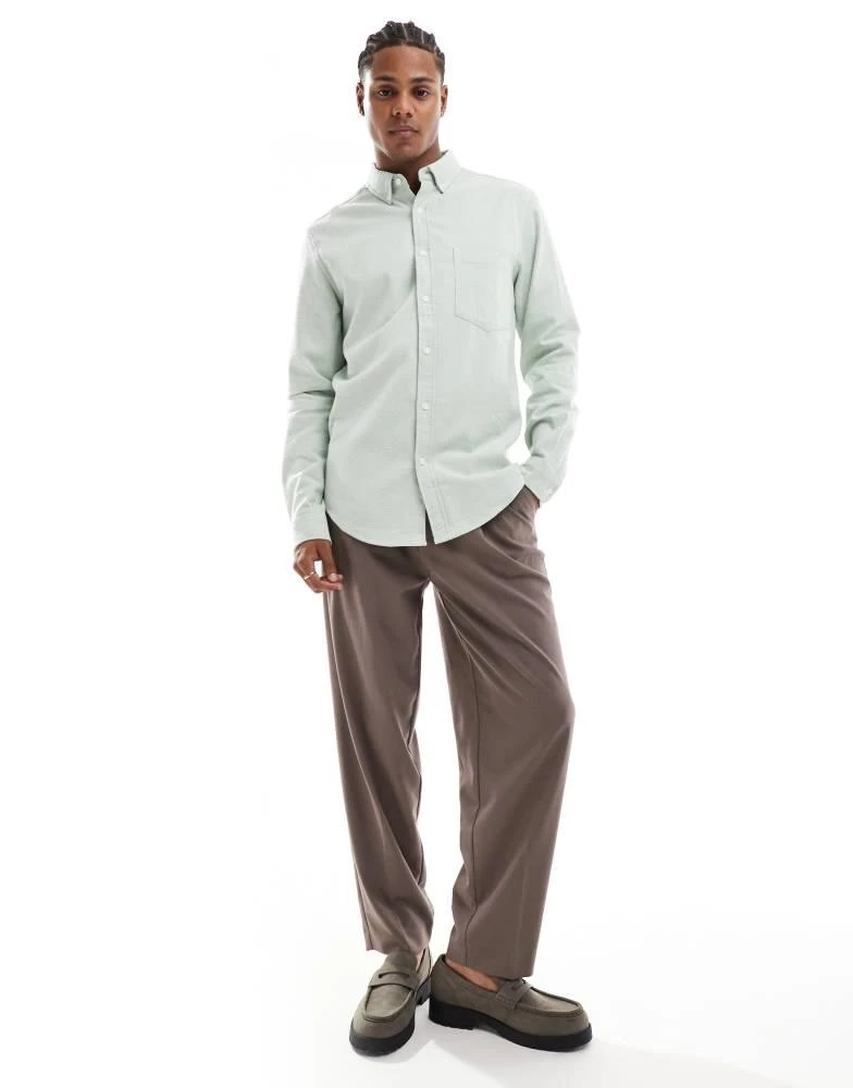 ASOS ASOS DESIGN brushed oxford regular shirt in sage green 2