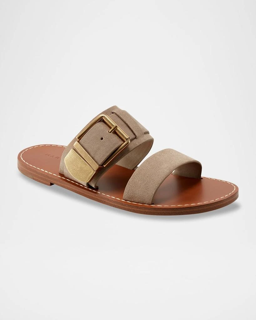 Marc Fisher Hallyn Suede Buckle Dual-Band Slide Sandals 2