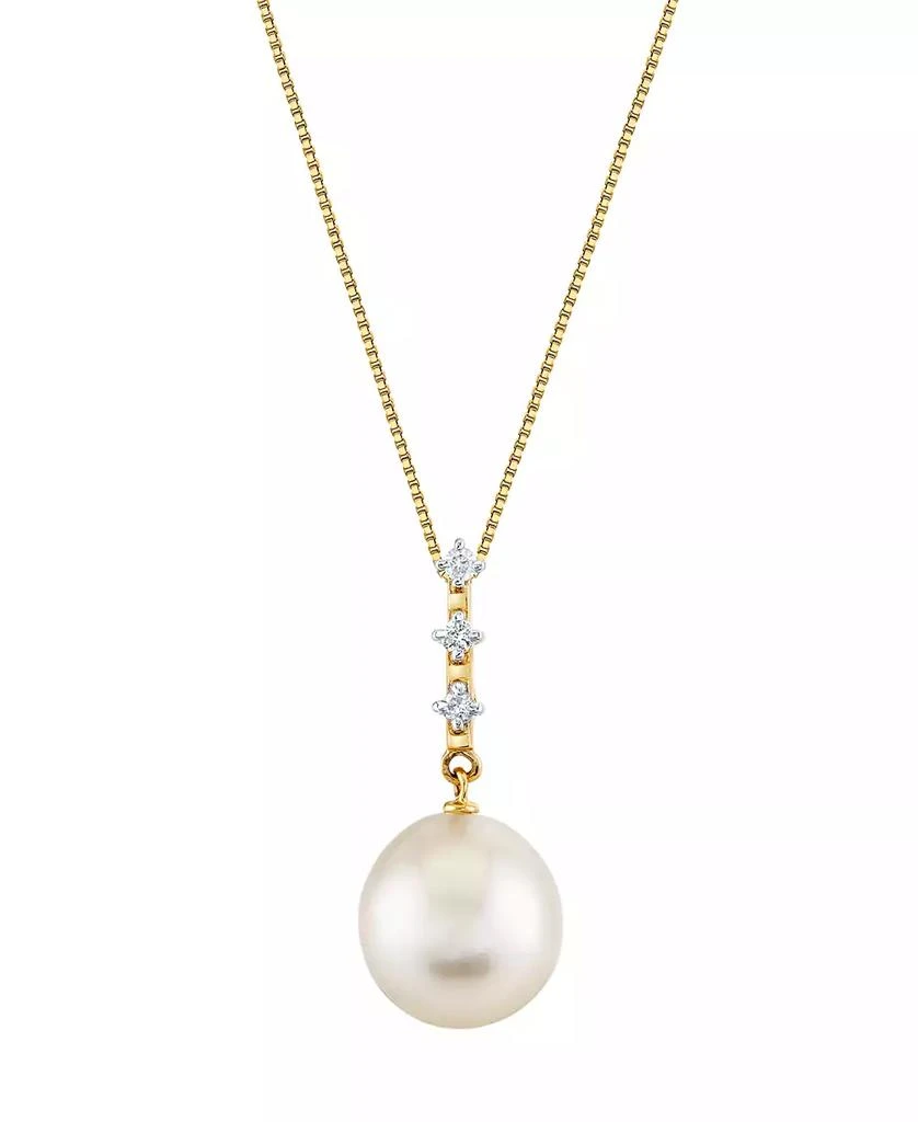 Macy
s Cultured Fresh Water Pearl (11mm) 
Diamond Accent Pendant Necklace in 10k Yellow Gold