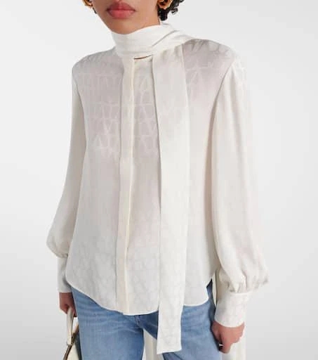 Valentino Toile Iconographe tie-neck silk blouse 4