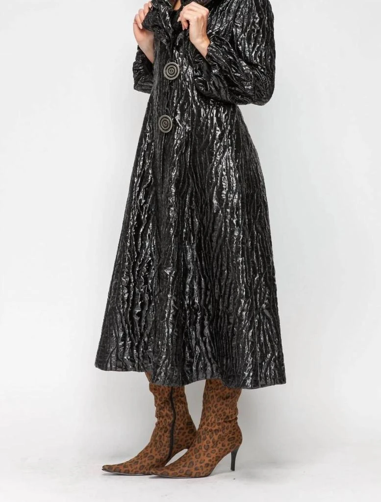 IC COLLECTION Ic Collection - Metallic Double Wire Ruffle Collar Long Blouson Sleeve Jacket 3