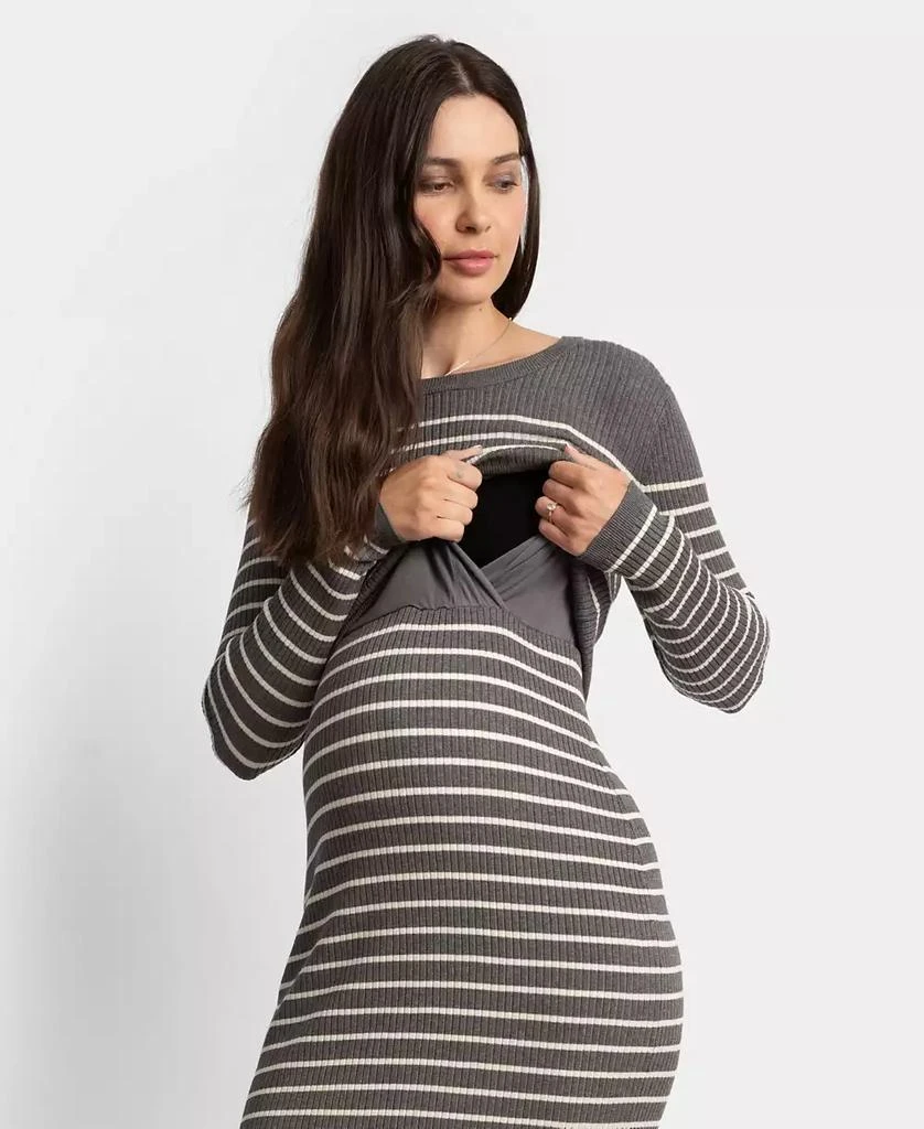 Seraphine Women's Maternity Soft-Stretch Ribbed Sweater Midi Dress 4