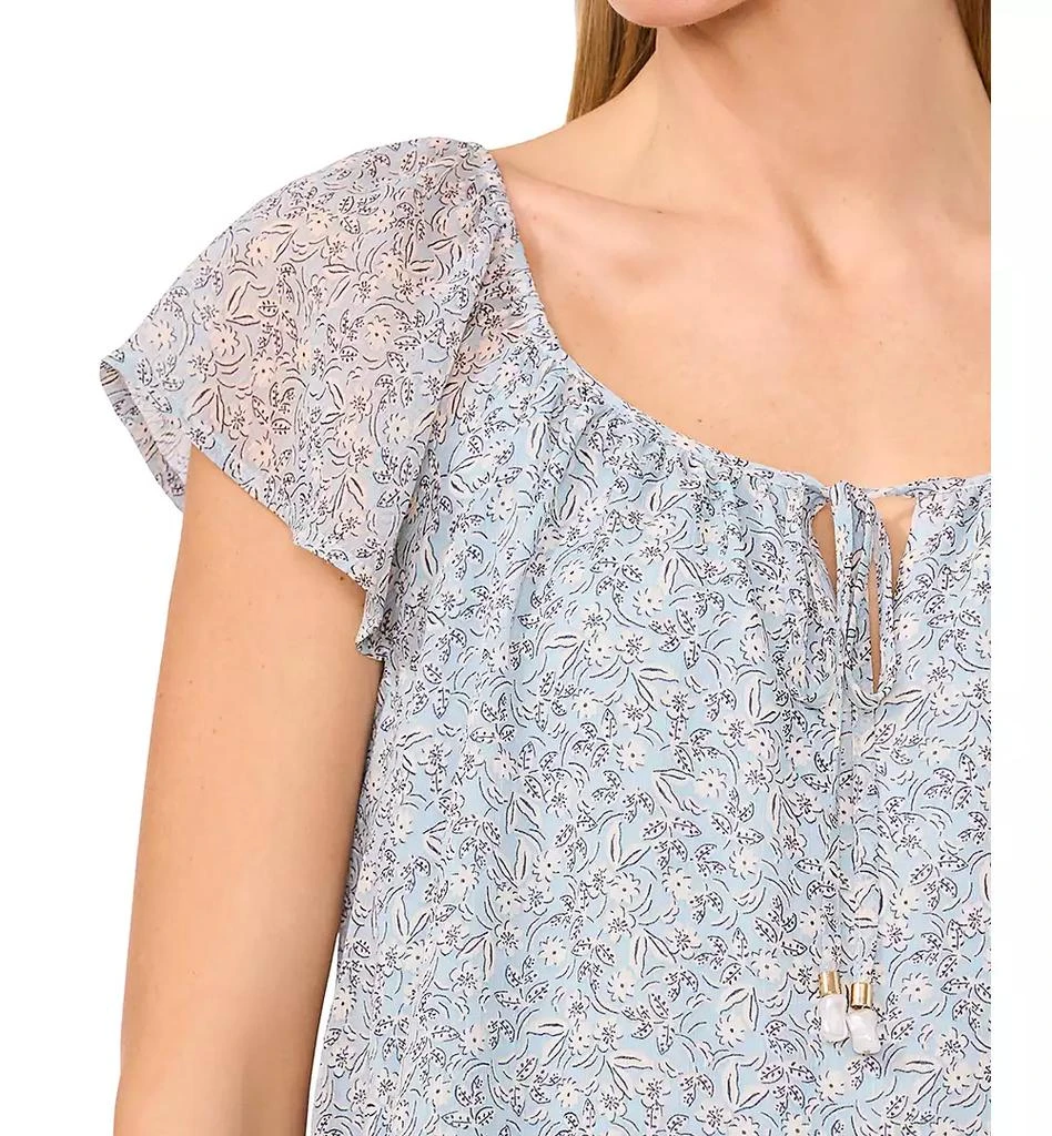 CeCe Women's Printed Flutter-Sleeve Top 2