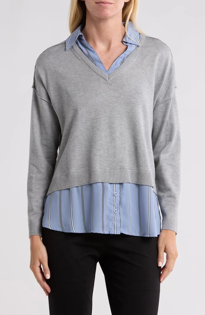 Adrianna Papell Mixed Media Layered Sweater 1