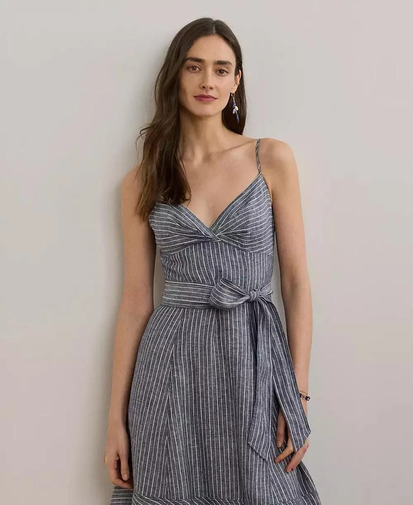Ralph Lauren Women's Striped Belted Linen Sleeveless Dress 3
