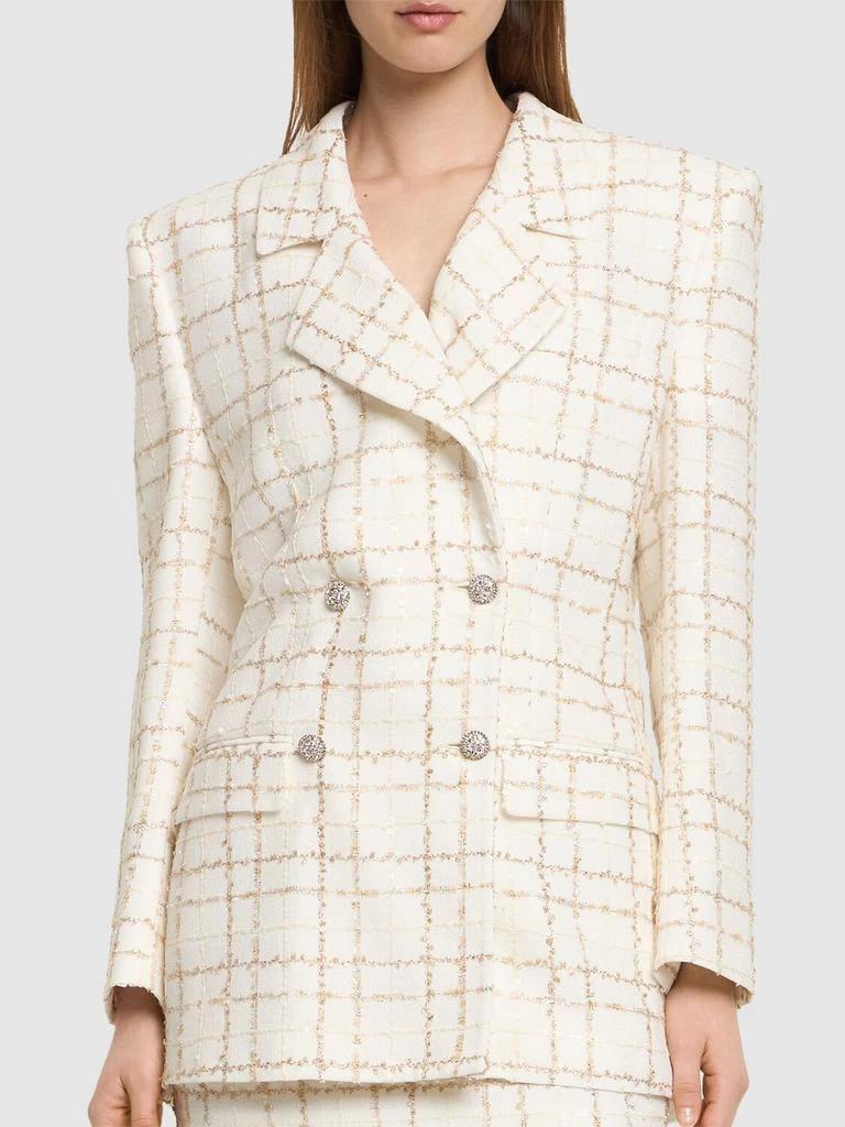 Alessandra Rich Oversized Sequined Checked Tweed Jacket 2