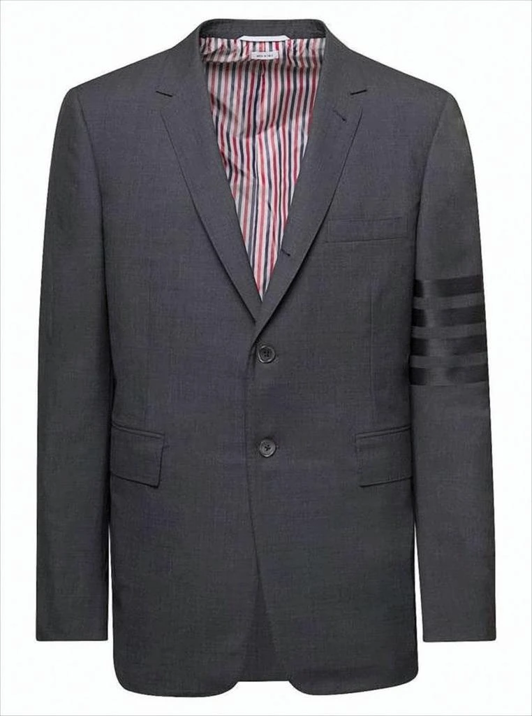 Thom Browne Tailored Grey Wool Suit Jacket with Classic Notch Lapels