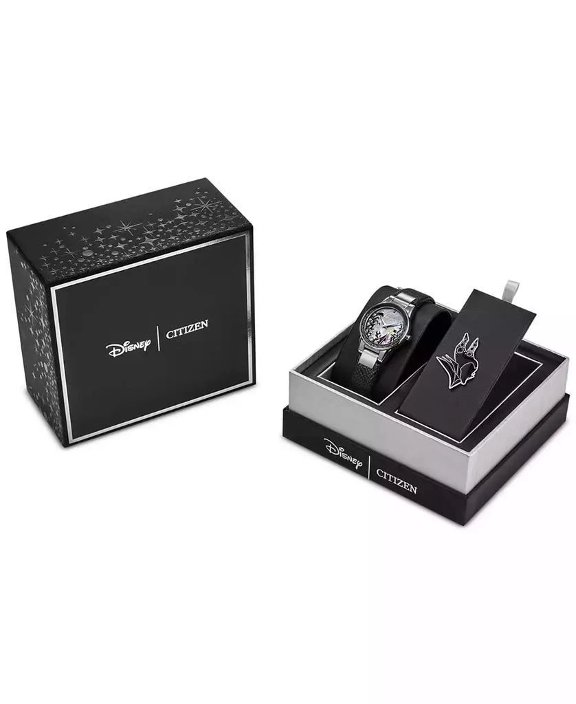 Citizen Eco-Drive Women
s Disney Villains Maleficent
s Charm Black Leather Strap Watch 30mm Boxed Set 5