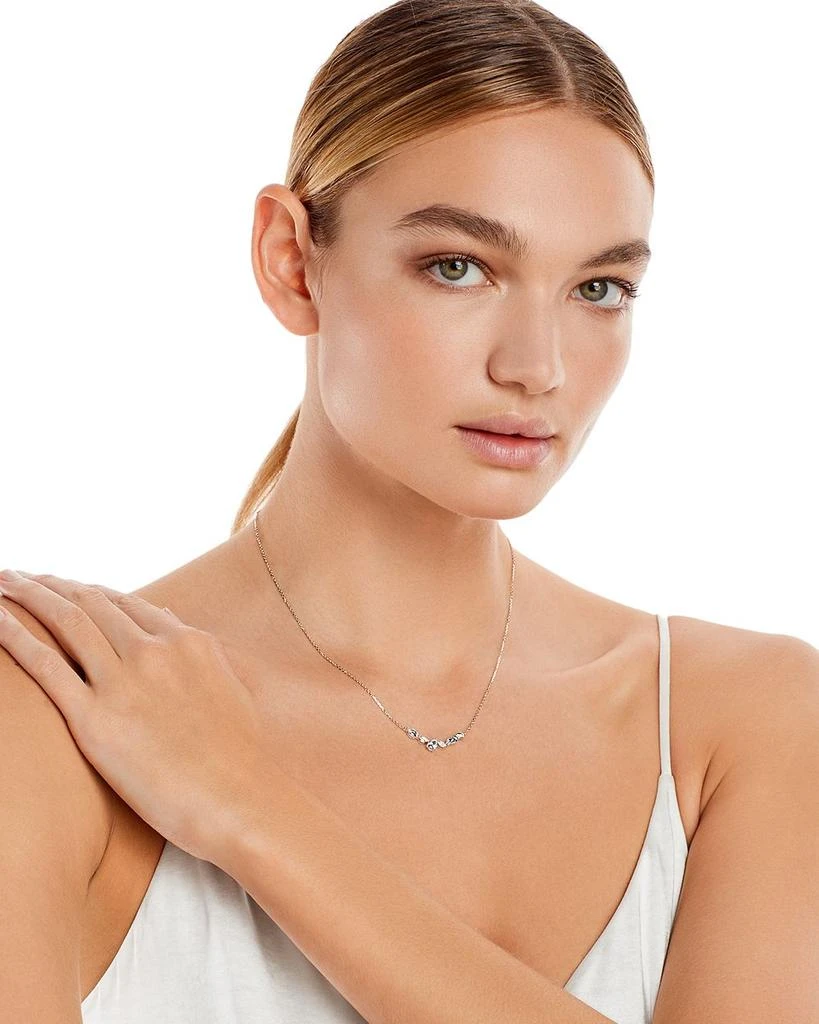 Bloomingdale
s Aquamarine 
Diamond Accent   Curved Bar Necklace in 14K White Gold, 17" 2