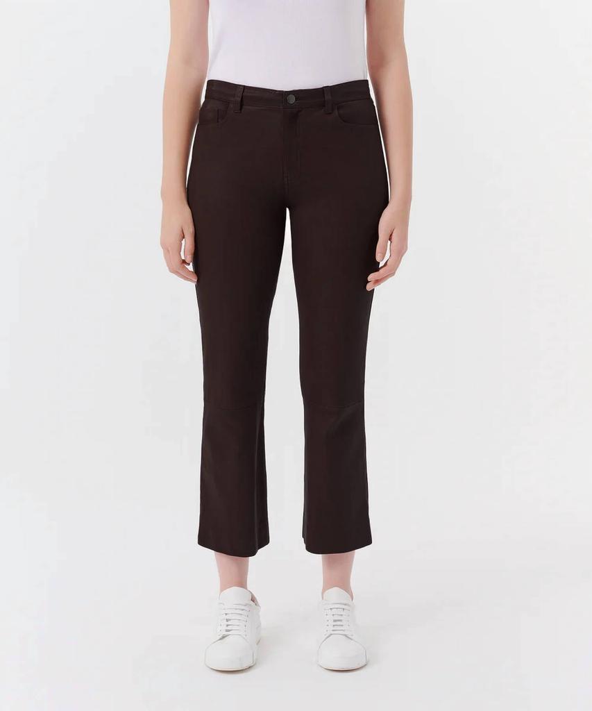 ATM Leather Cropped Flare Pant In Chocolate