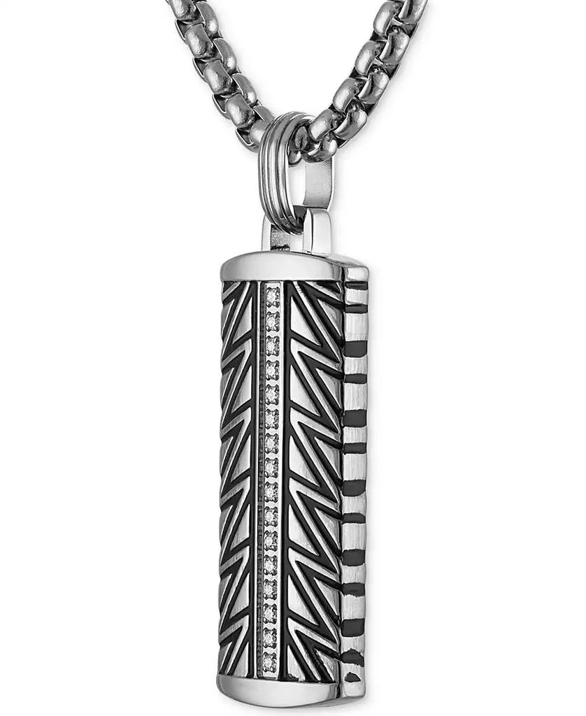Esquire Men's Jewelry Diamond Dog Tag 22" Pendant Necklace (1/6 ct. t.w.) in Stainless Steel & Black Ion-Plated Stainless Steel 3