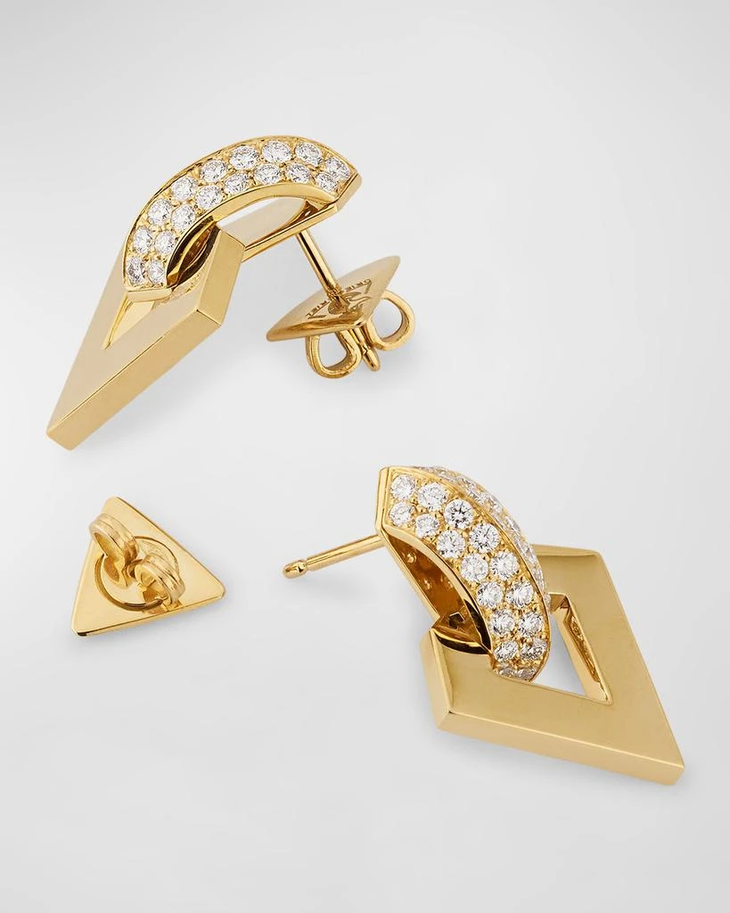 Dries Criel 18k Yellow Gold Diamond Brute Pendant Earrings 4