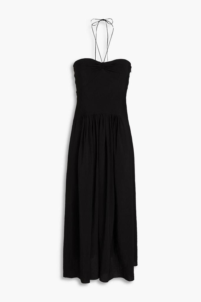 Vince Shirred woven halterneck midi dress