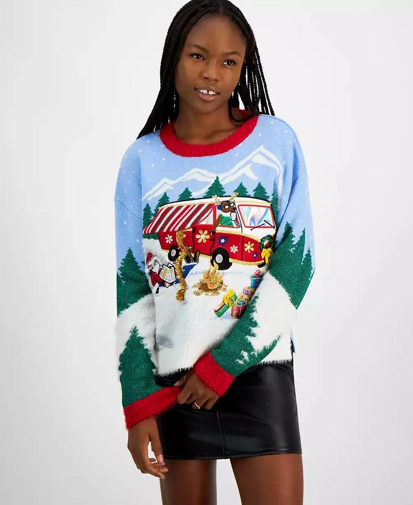 Hooked Up by IOT Juniors' RV Camping Santa Sweater 1