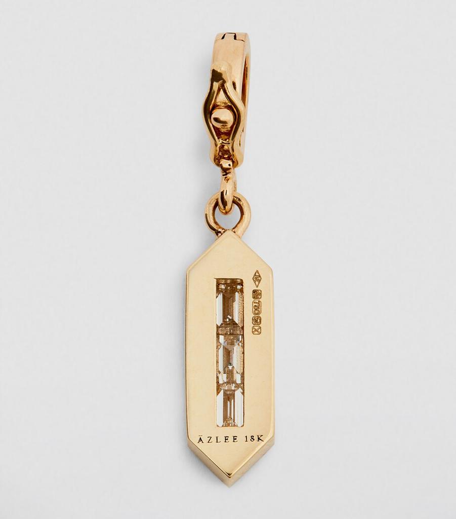 Azlee Yellow Gold and Diamond Triple Baguette Charm