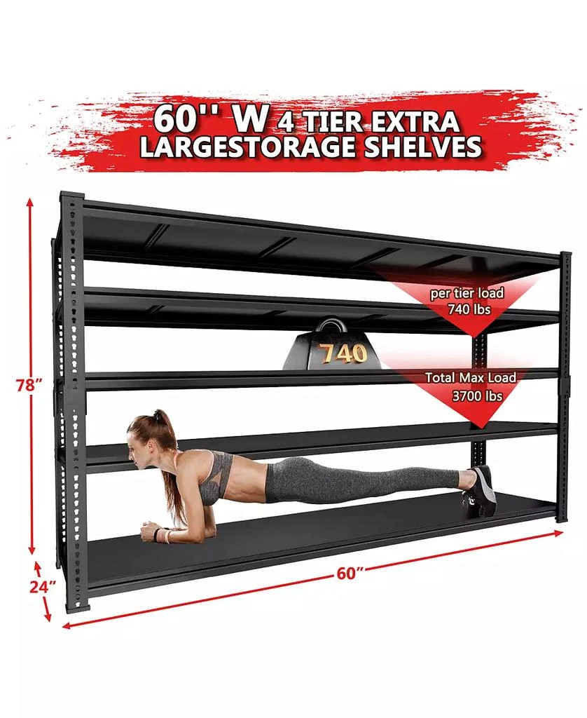 Lovmor 5-Tier 60 in W x 78 in H x 24 in D Adjustable Solid Plate Heavy Duty Metal Shelving Unit 2