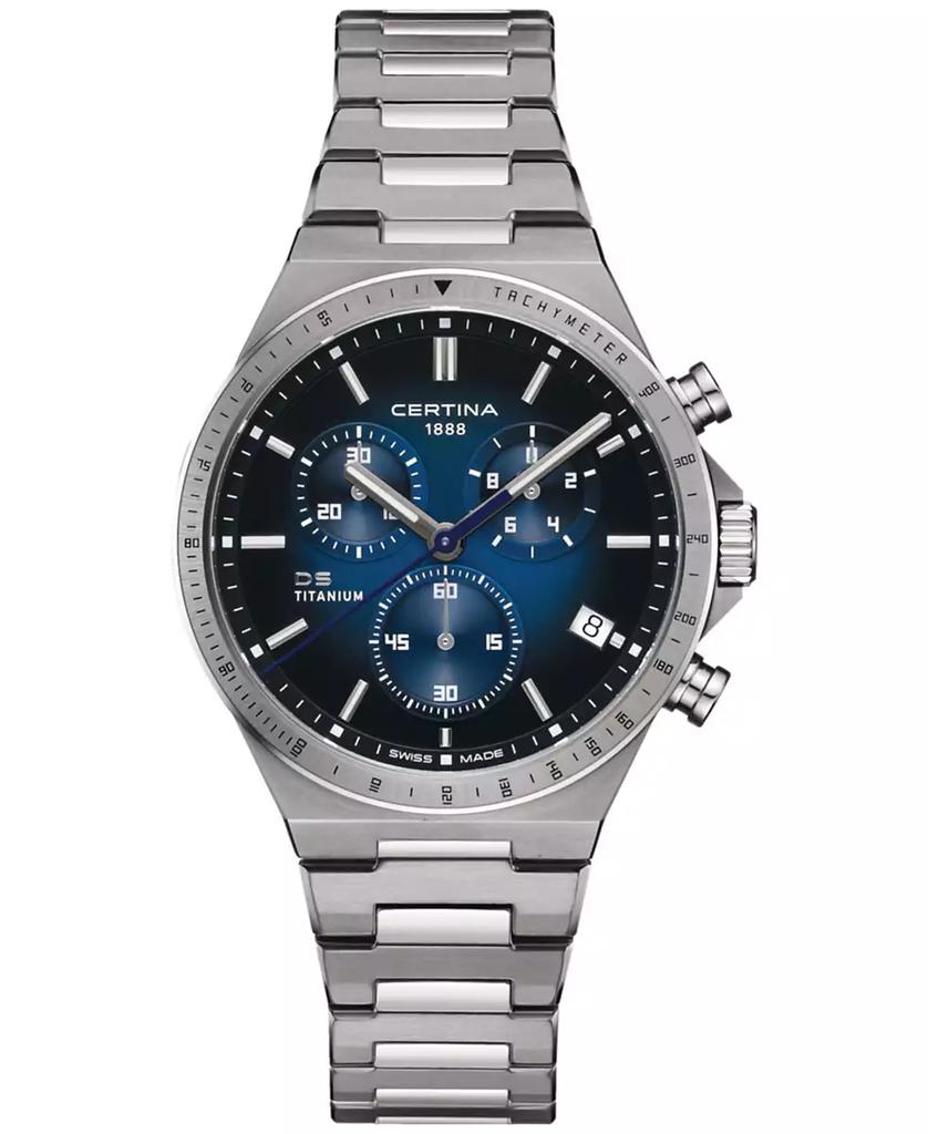 Certina Men's Swiss Chronograph DS-7 Silver-Tone Titanium Bracelet Watch 41mm