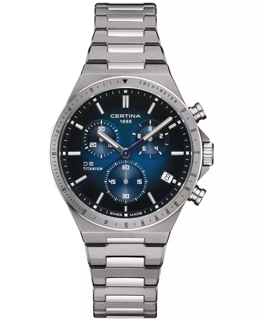 Certina Men's Swiss Chronograph DS-7 Silver-Tone Titanium Bracelet Watch 41mm 1
