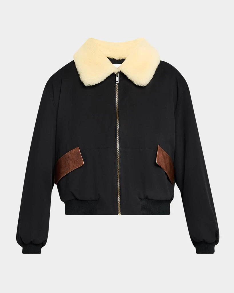 FRAME Mixed Leather Bomber Jacket 1