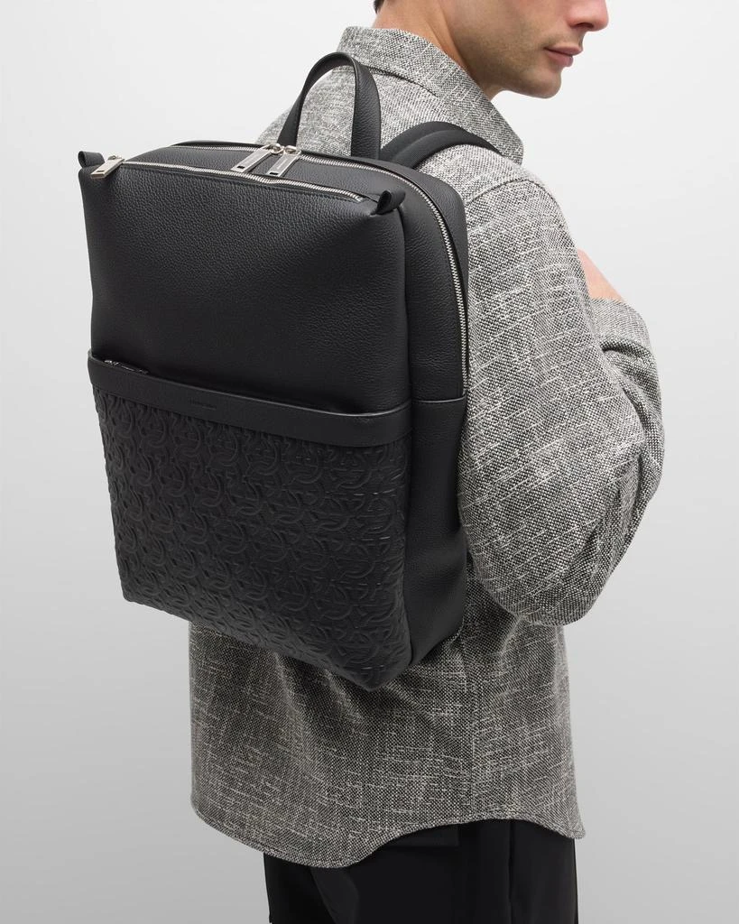 Salvatore Ferragamo Men's Embossed Gancini Leather Backpack 2