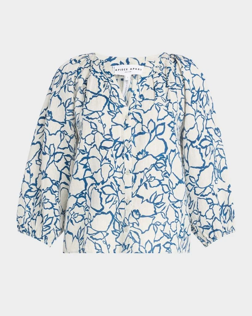 Apiece Apart Mitte Floral-Print Linen Top 1