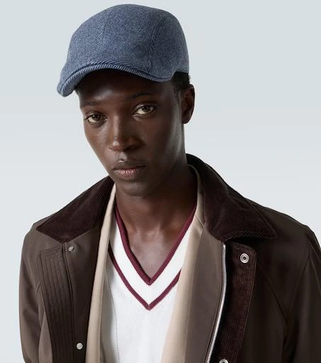 Brunello Cucinelli Striped wool, cashmere, and silk cap 2
