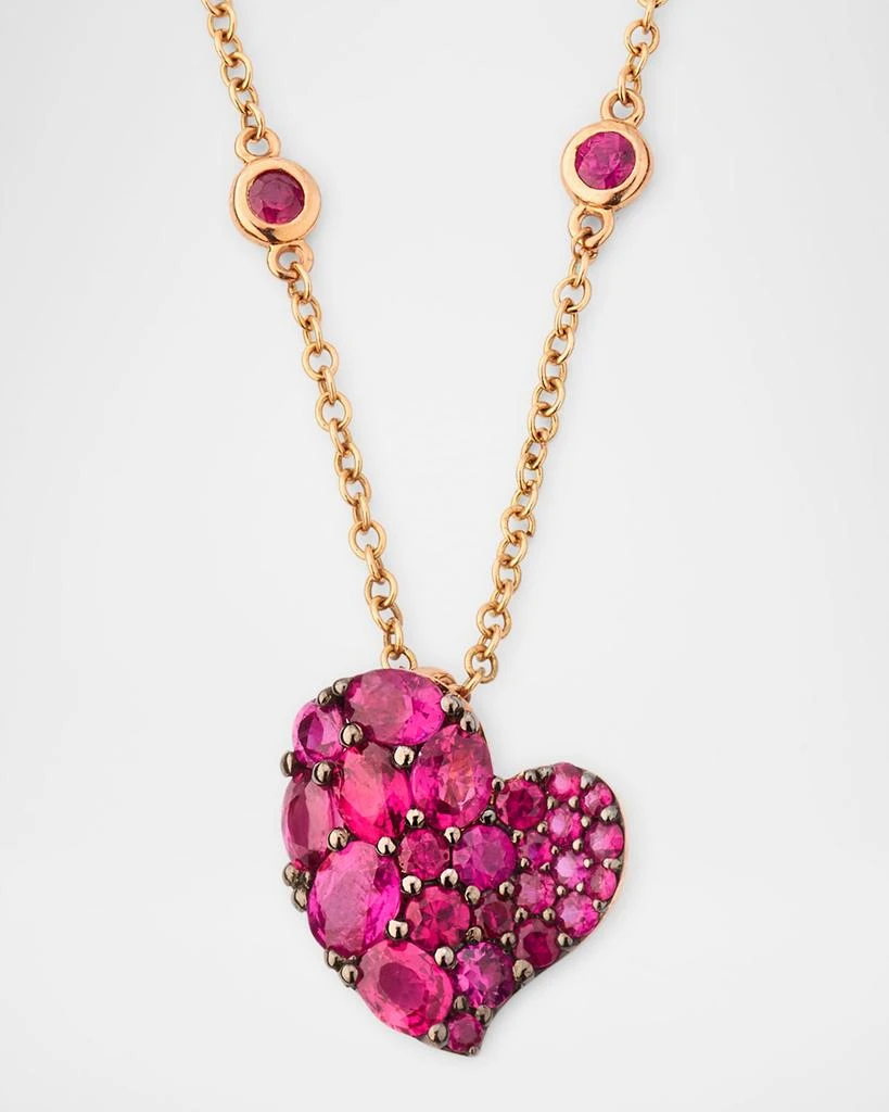 Piranesi 18K Rose Gold Small Heart Pink Sapphire Pendant
