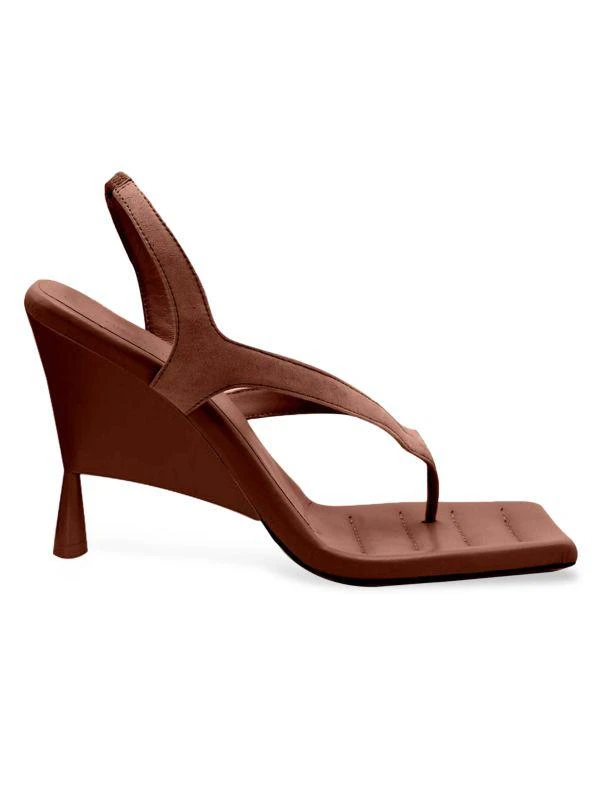 GIA BORGHINI Suede Thong Wedge Sandals 1