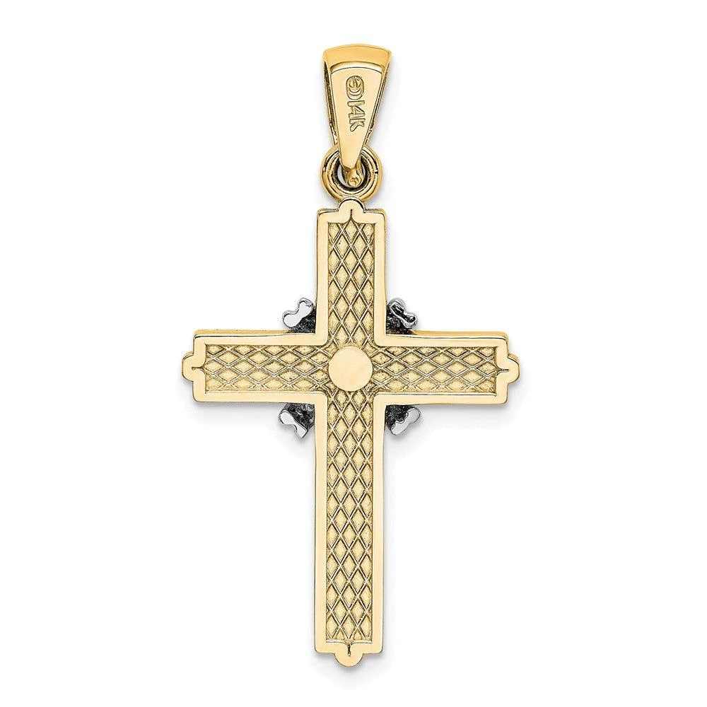 Diamond2Deal 14k Yellow Gold and White Rhodium -X- Center Passion Cross Pendant 4